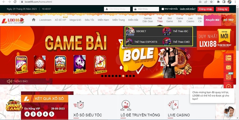Giới Thiệu Những Sảnh Cá Cược Thể Thao Trên LIXI88
