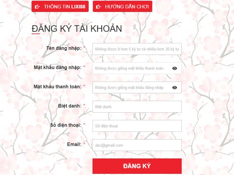 Hướng Dẫn Cách Đăng Ký Tài Khoản Tại Nhà Cái Lixi88